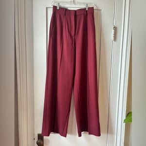 Another Tomorrow Wool Wide Leg High-Rise Pants